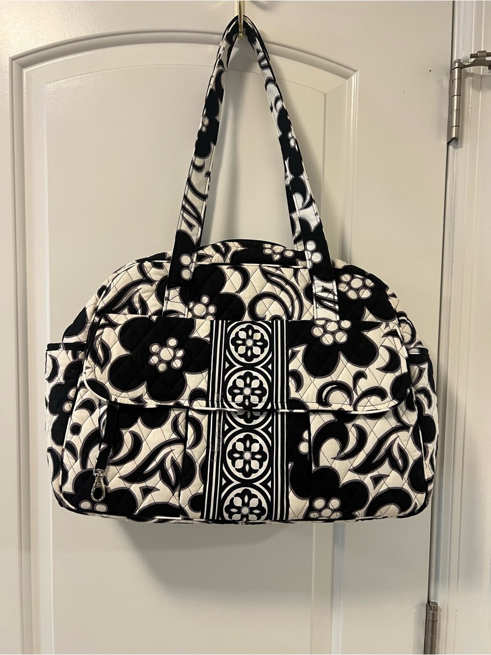 Vera Bradley Black & White Floral Quilted Baby Bag